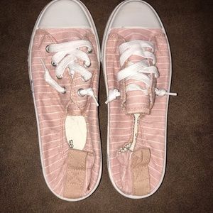 Maurices pink and white stripe shoes